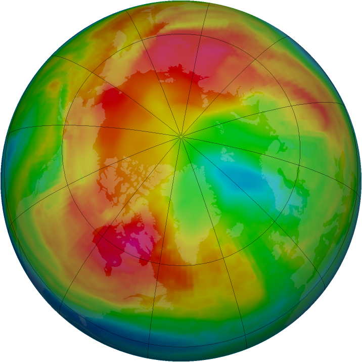 Arctic ozone map for 28 January 1991